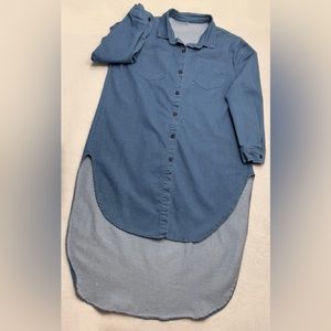 Denim Button Down Shacket Top